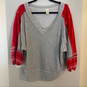 We the Free Sweater with Embroidered Puffy Sleeves